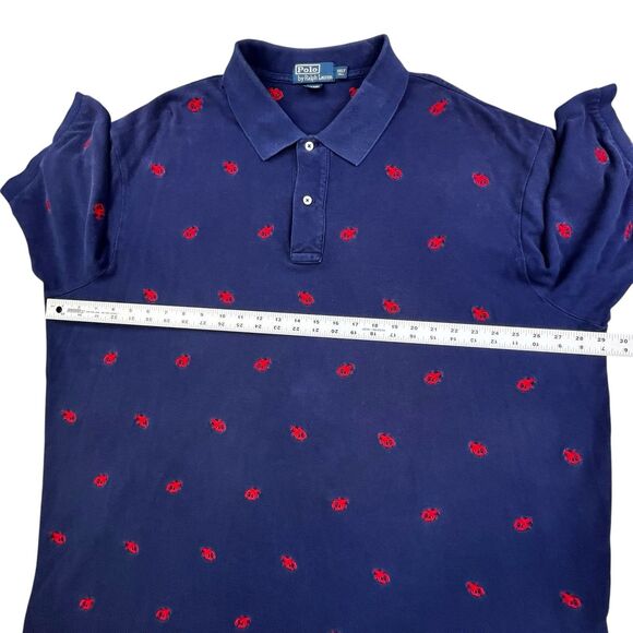 Vintage Polo Ralph Lauren Shirt 3XLT Tall Blue Lobster Embroider All Over Logo - Picture 7 of 8